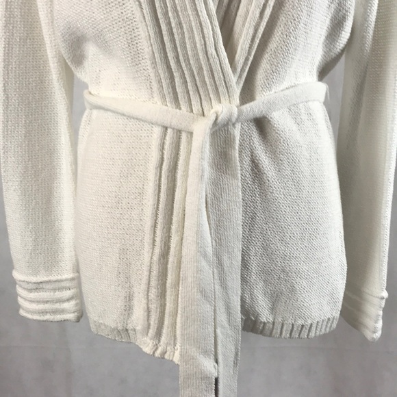 NWOT White + Warren Open Front Cardigan with Long Sleeves and Removable Tie Belt - Picture 3 of 10